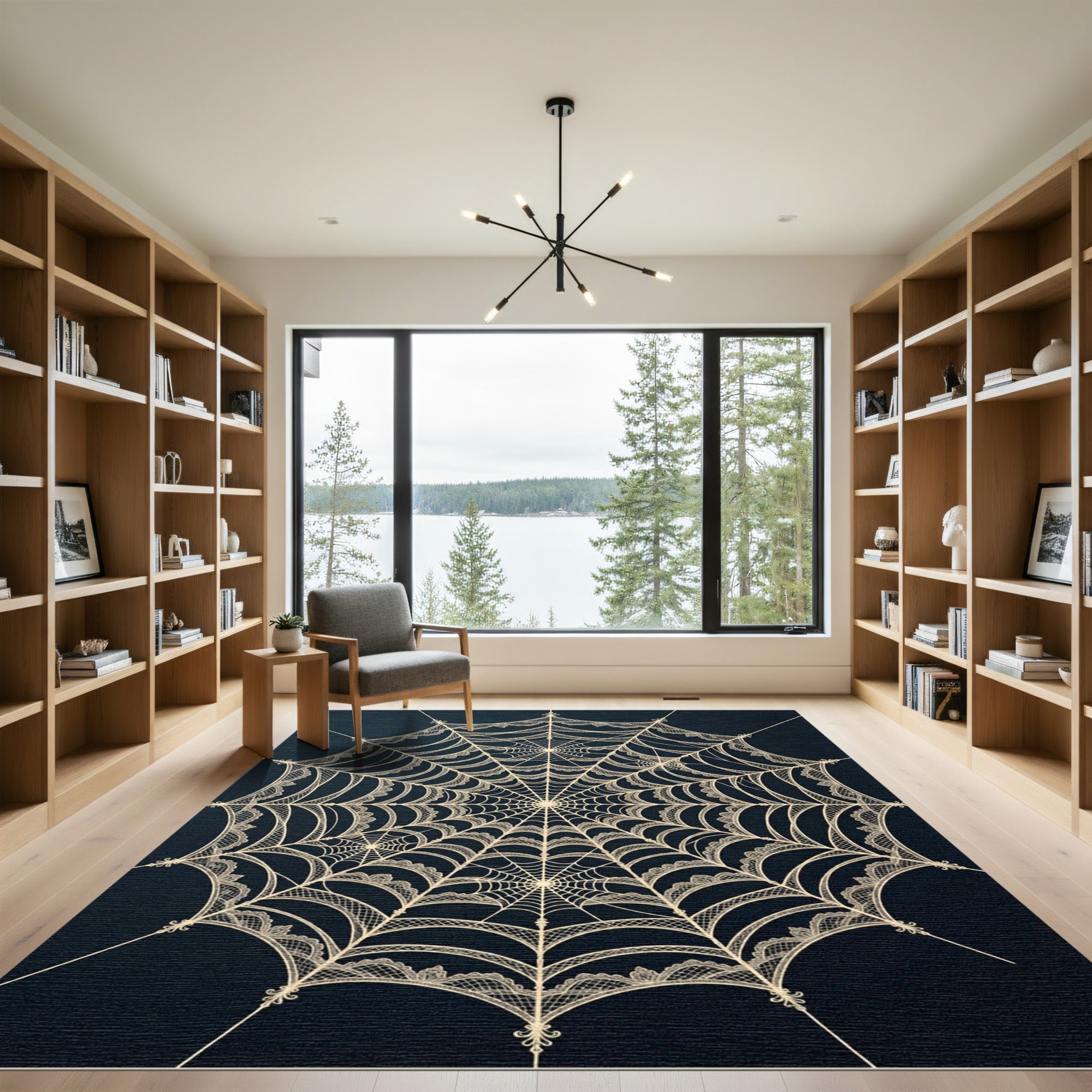Cream Lace Spiderweb Radial Rug