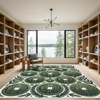 Olive Green Ancient Coin Botanical Arrangement Rug