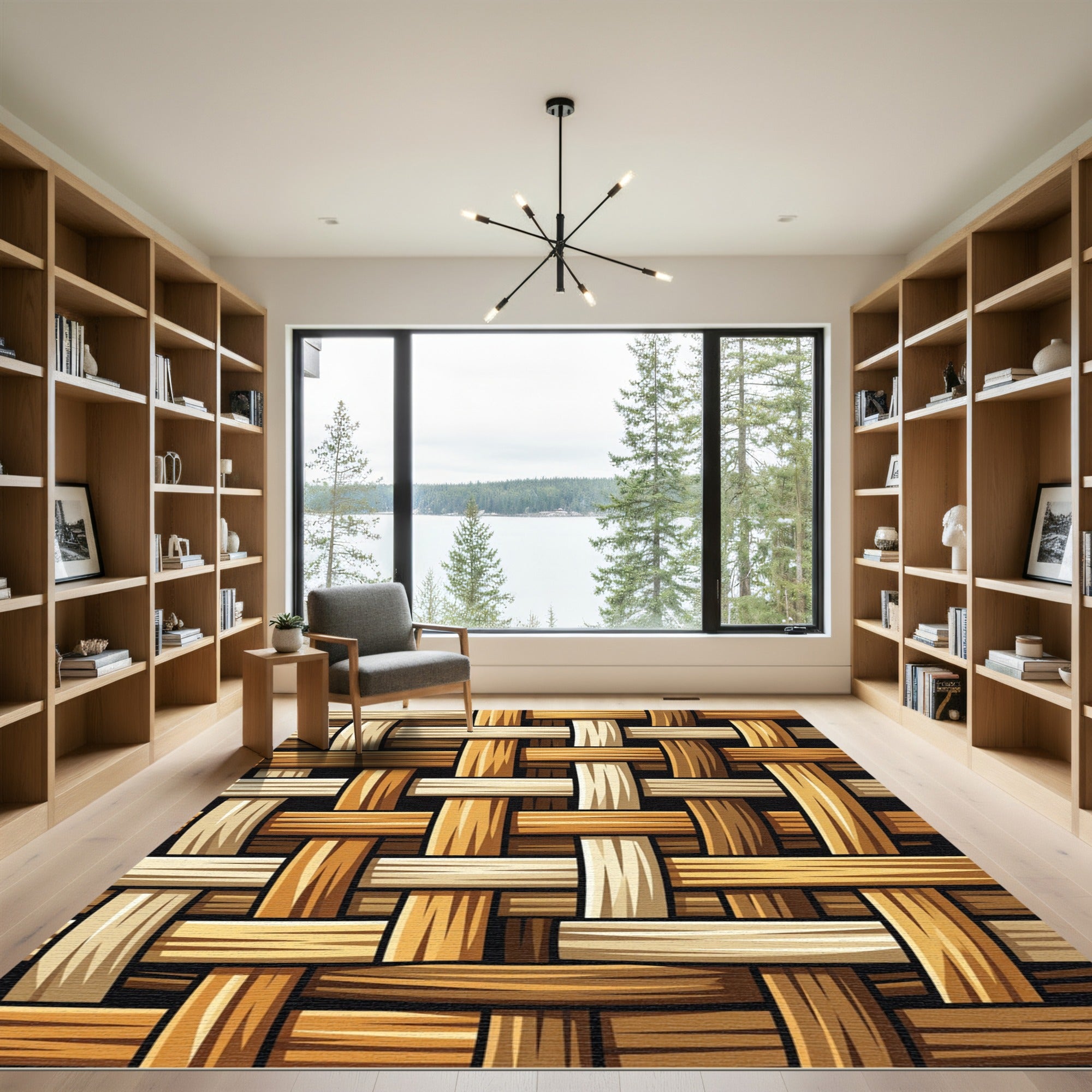 Woven Natural Texture Wood Grain Rug