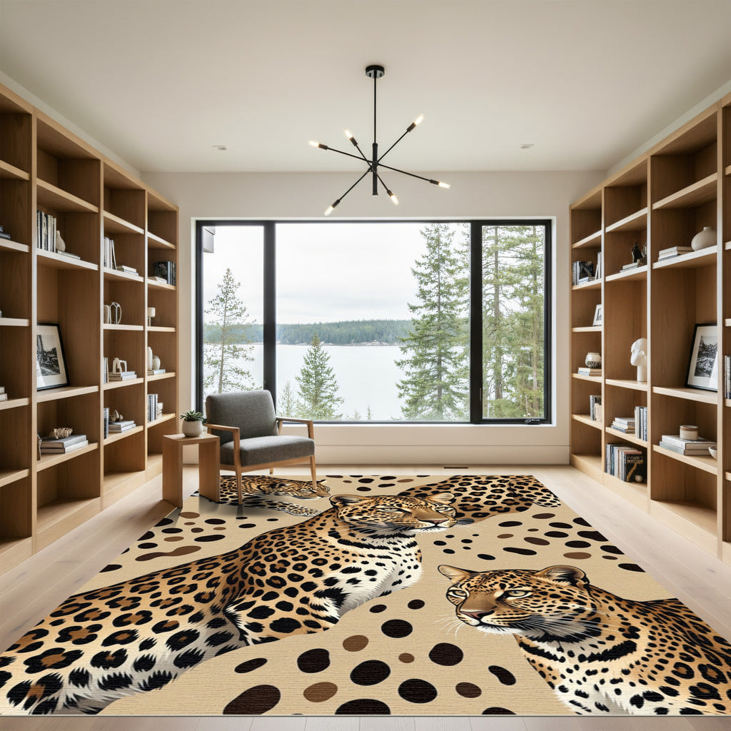 Leopard Spots Wildlife Collage Rug