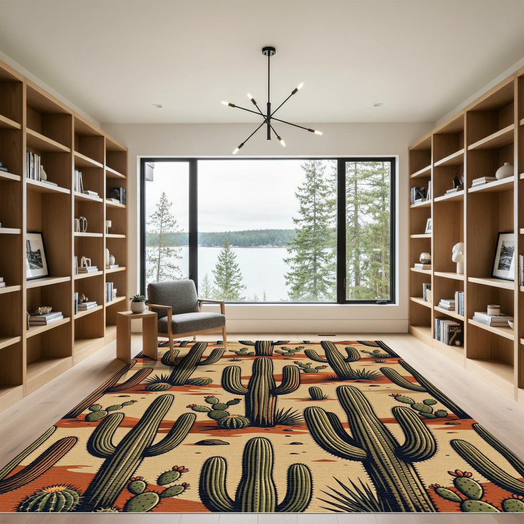 Desert Landscape Cacti Pattern Rug