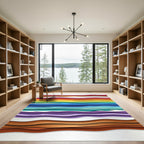 Vibrant Rainbow Wavy Layers Rug
