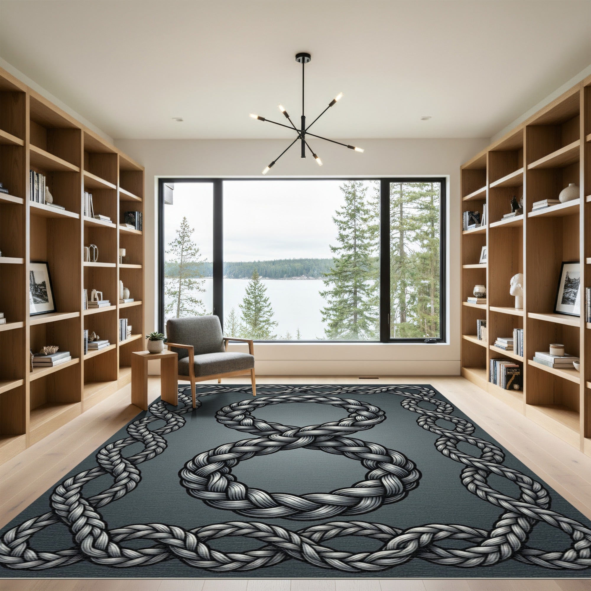 Metallic Silver Braided Rope Number Eight Rug