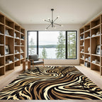 Fluid Golden Brown Abstract Animal Wave Rug