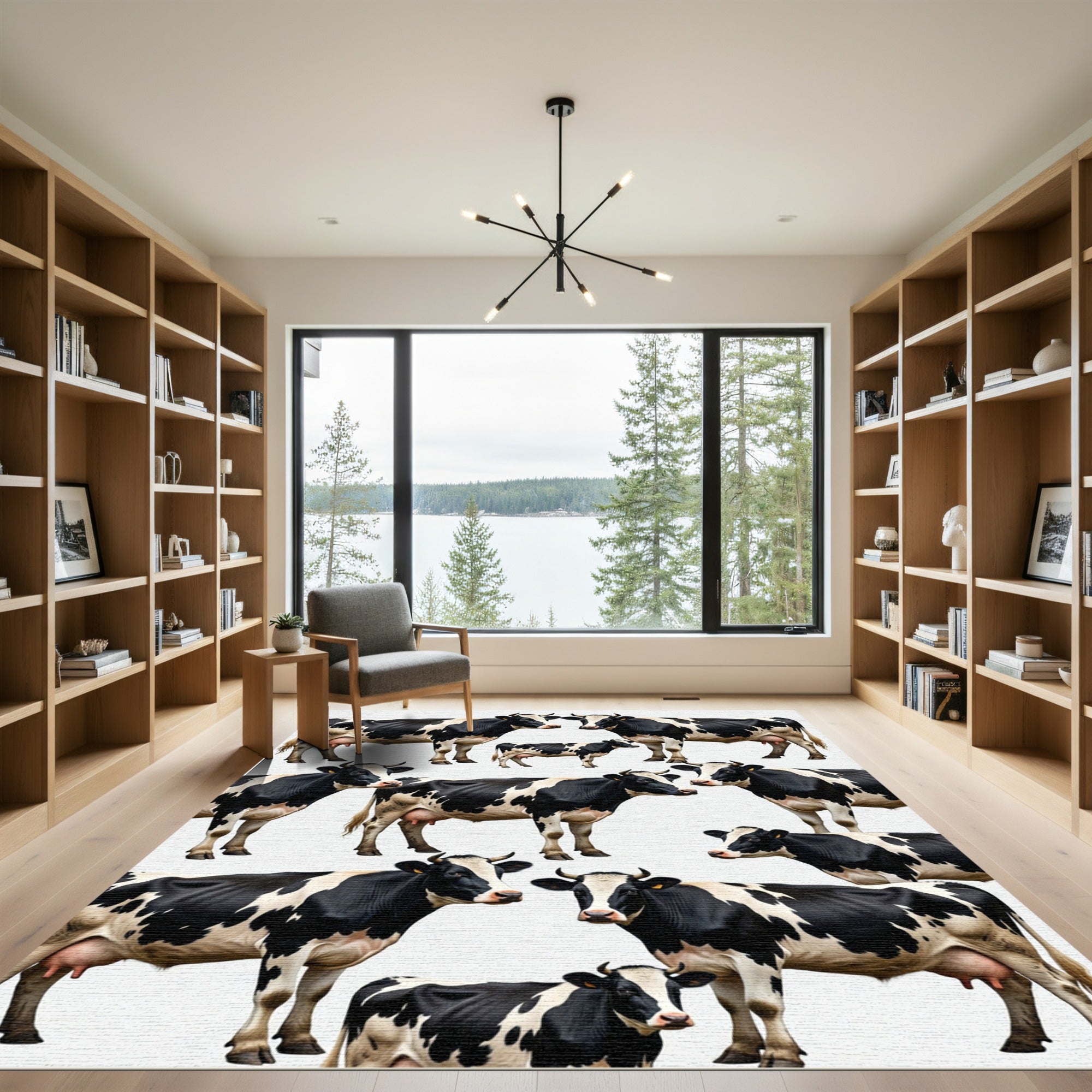 Monochromatic Black and White Holstein Cow Herd Rug