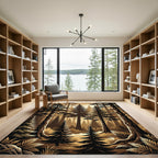 Sepia Woodland Forest Pine Silhouettes Rug