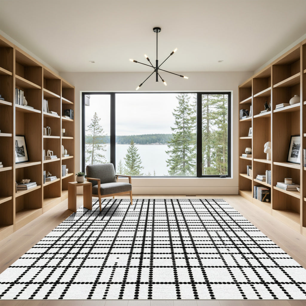 Minimalist Black Dot Grid Rug