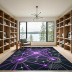 Neon Violet Cybernetic Radiant Grid Rug