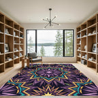 Purple Yellow Teal Starburst Geometric Rug