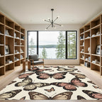 Vintage Blush Butterfly Garden Illustration Rug