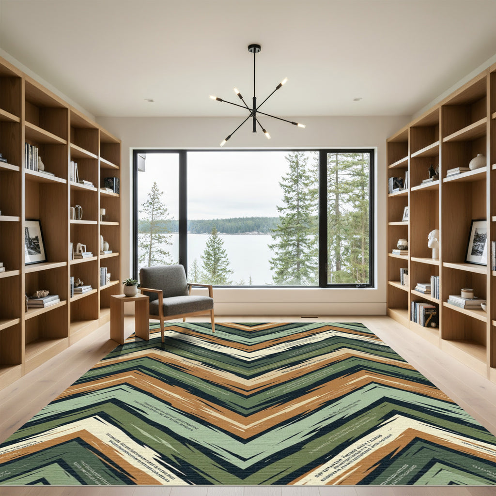 Earth Tones Zigzag Geometric Stripes Rug