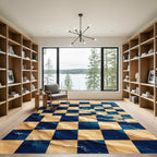Coastal Checkerboard Ocean Wave Rug
