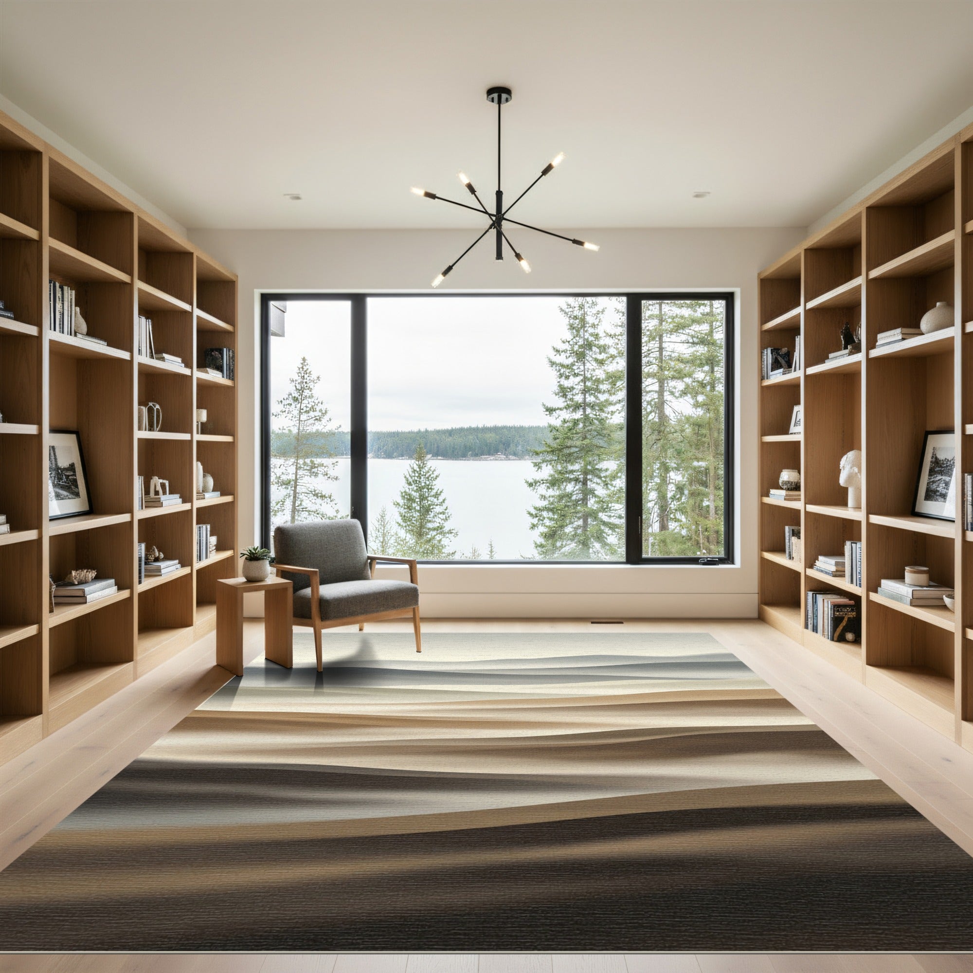 Minimalist Earthy Tone Abstract Sand Dune Rug