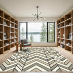 Modern Neutral Chevron Geometric Wood Tone Rug