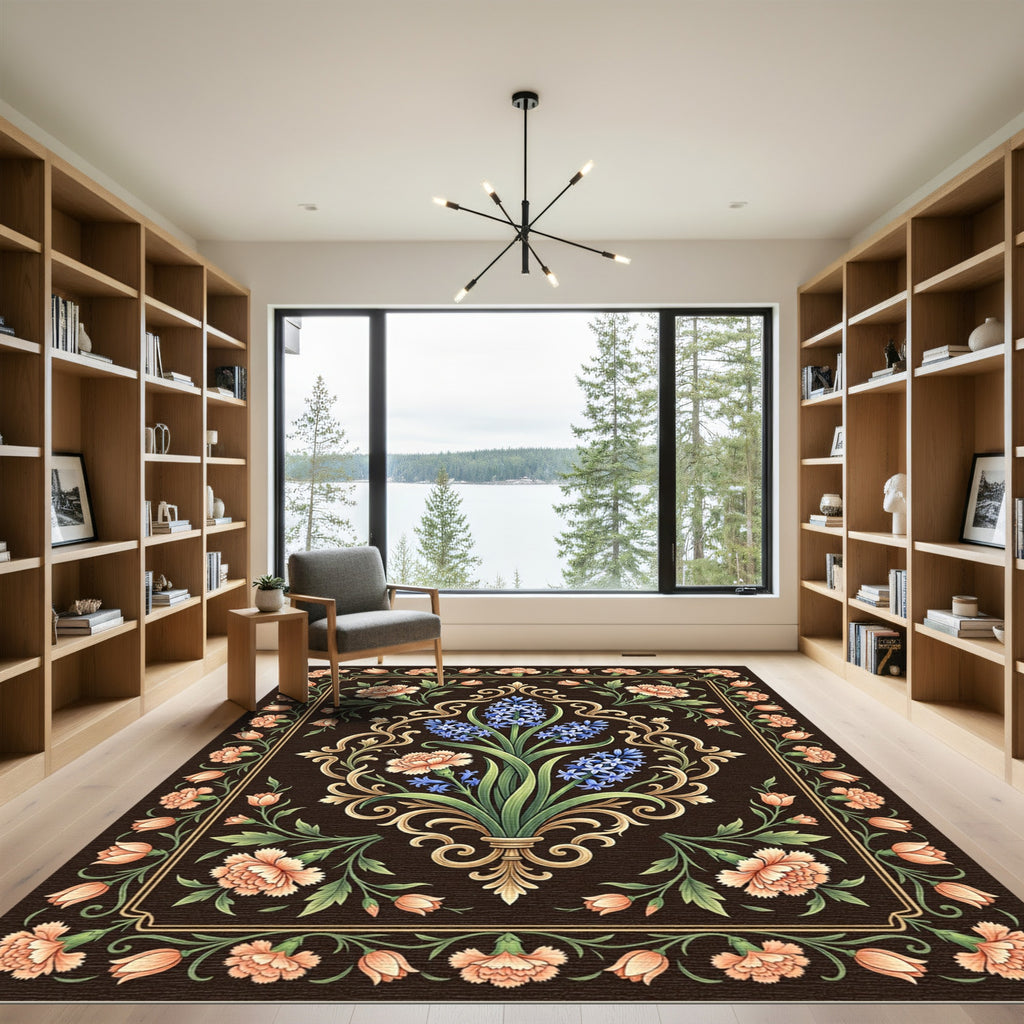 Elegant Floral Hyacinth and Carnation Medallion Rug