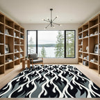 Monochrome Fire Flames Abstract Rug