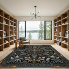 Neoclassical Gold and Silver Medallion Rug