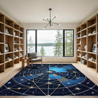 Celestial Navy Gold Star Geometric Rug