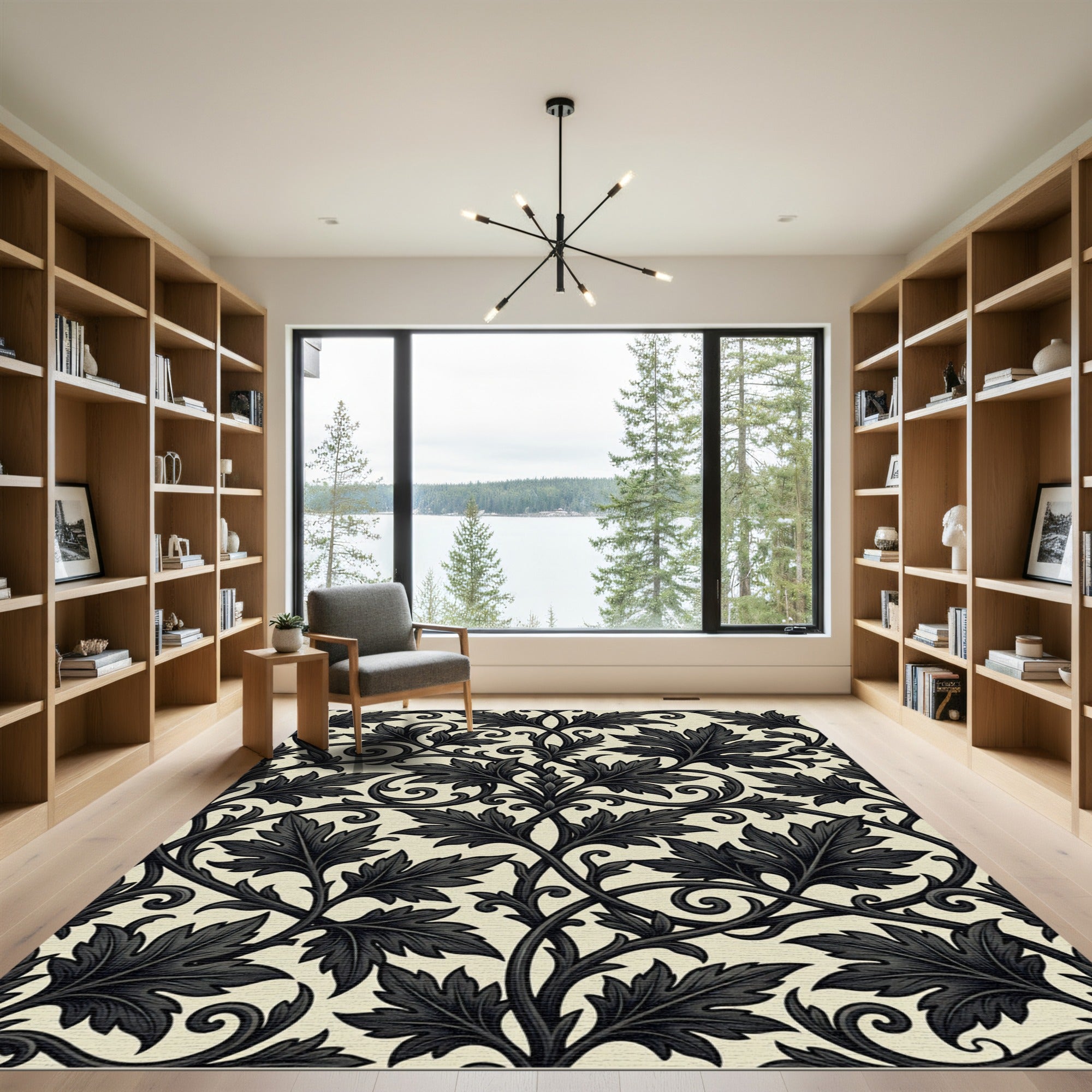 Dark Accanthus Leaf Scroll Art Nouveau Rug