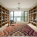Elegant Copper Damask Scroll Victorian Art Rug
