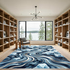 Abstract Blue Ice River Flow Rug