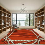 Crimson Braided Rope Border Rug