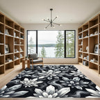 Ethereal Black and White Crystal Smoke Rug