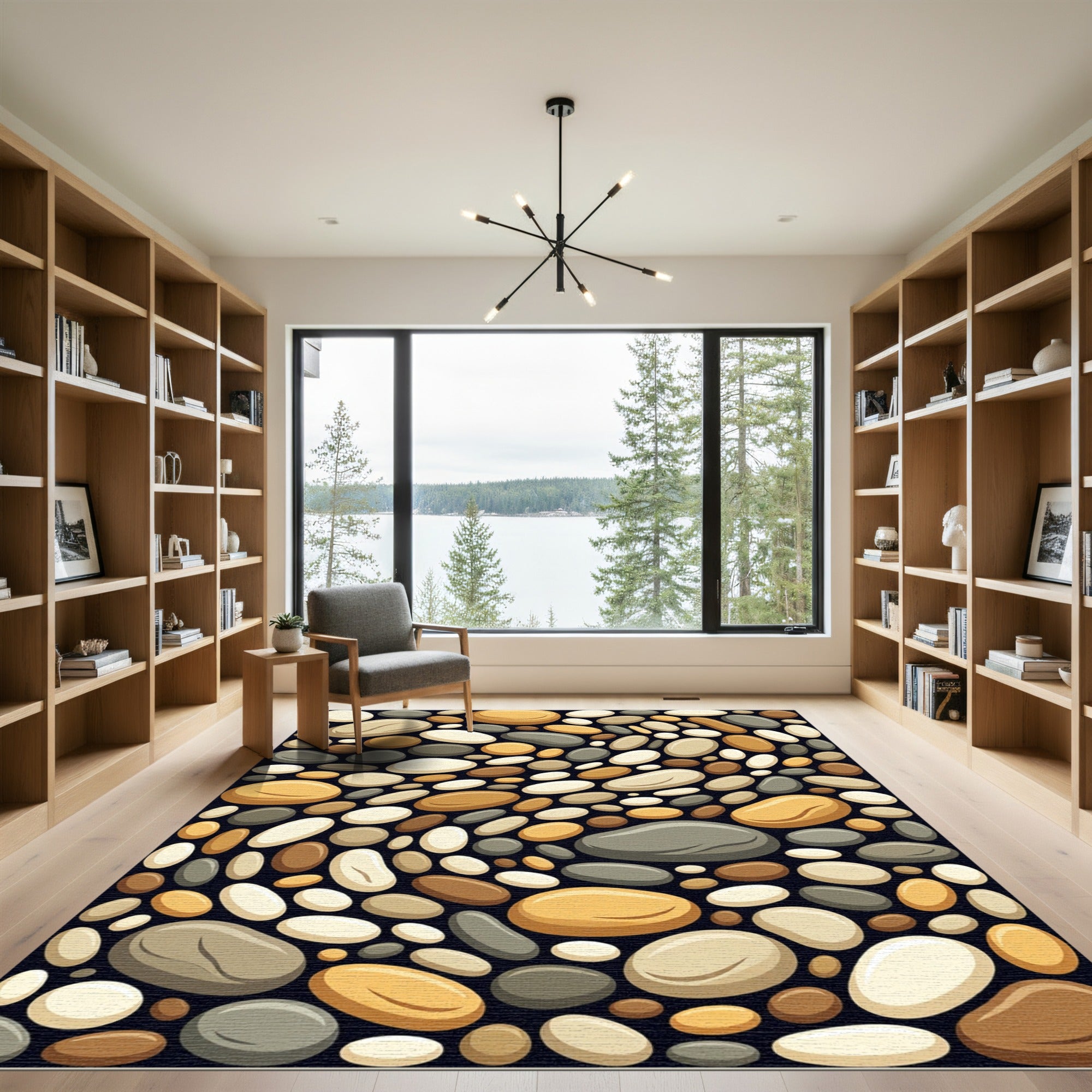 Organic Pebble Stone Earth Tone Rug