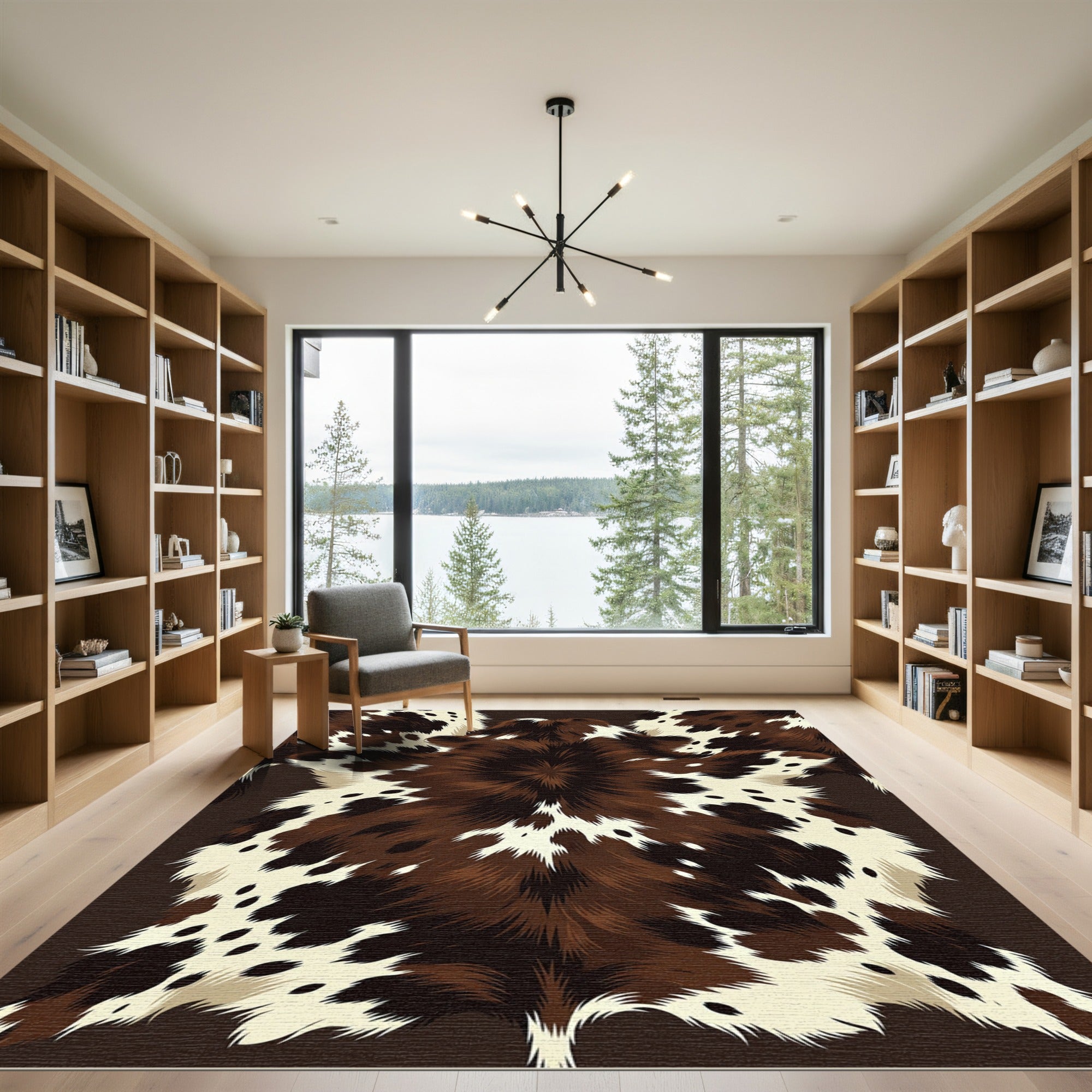 Rustic Brown White Spotted Cowhide Rug