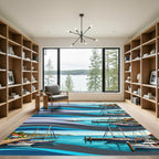 Serene Blue Nautical Harbor Wave Rug