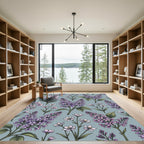 Soft Lavender Blossom Branch Pattern Rug