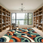 Retro Earthen Geometric Circular Art Rug