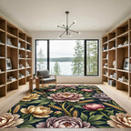 Peony and Golden Wheat Floral Arrangement Rug