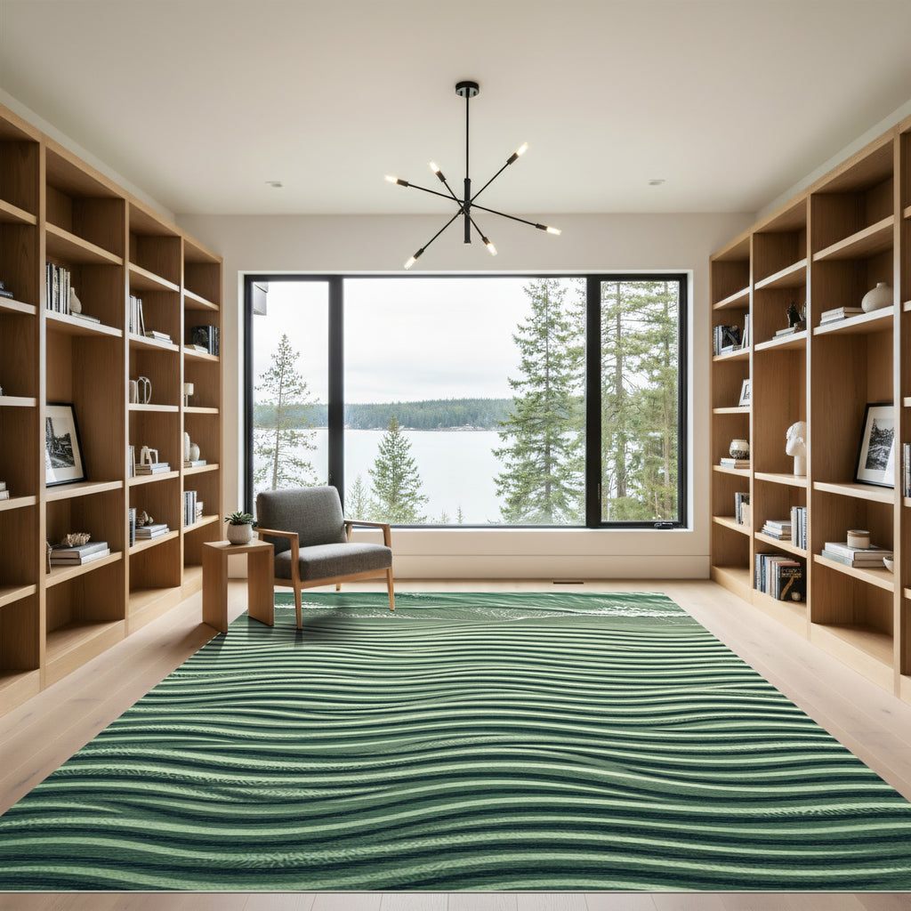 Serene Sage Tidal Wave Ripple Rug