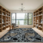 Majestic Leopard Smoke Black Gray Rug