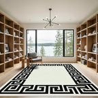 Black Geometric Maze Border Rug