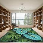 Lush Teal Anthurium Tropical Foliage Rug