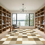 Minimalist Neutral Earth Tone Checkerboard Rug