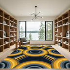 Retro Arcs Warm Tone Concentric Circle Rug