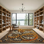 Gilded Ornate Acanthus Foliage Scroll Rug