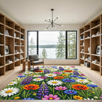 Vibrant Wildflower Meadow Floral Field Rug