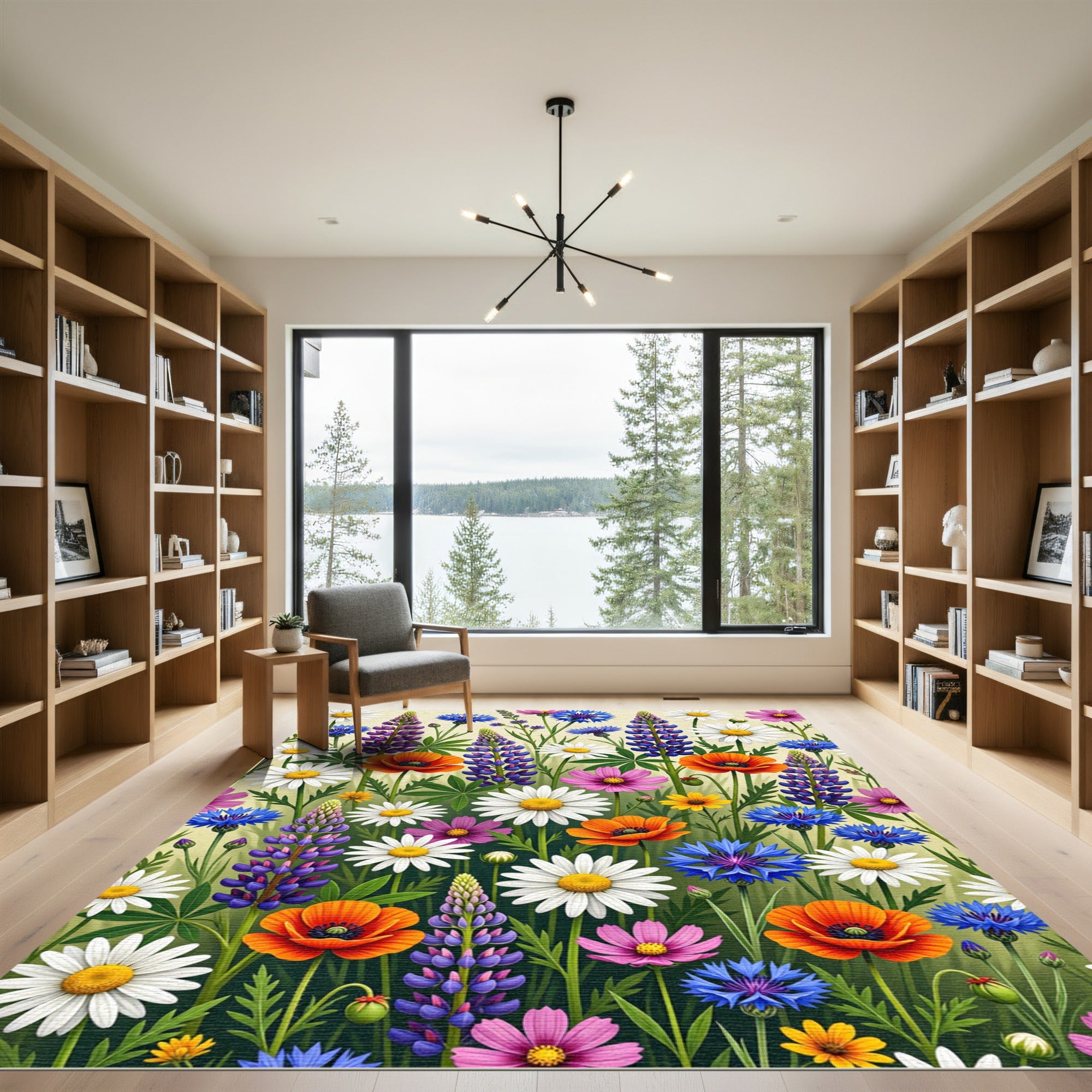 Vibrant Wildflower Meadow Floral Field Rug