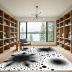 Bold Black Dot Burst Star Rug