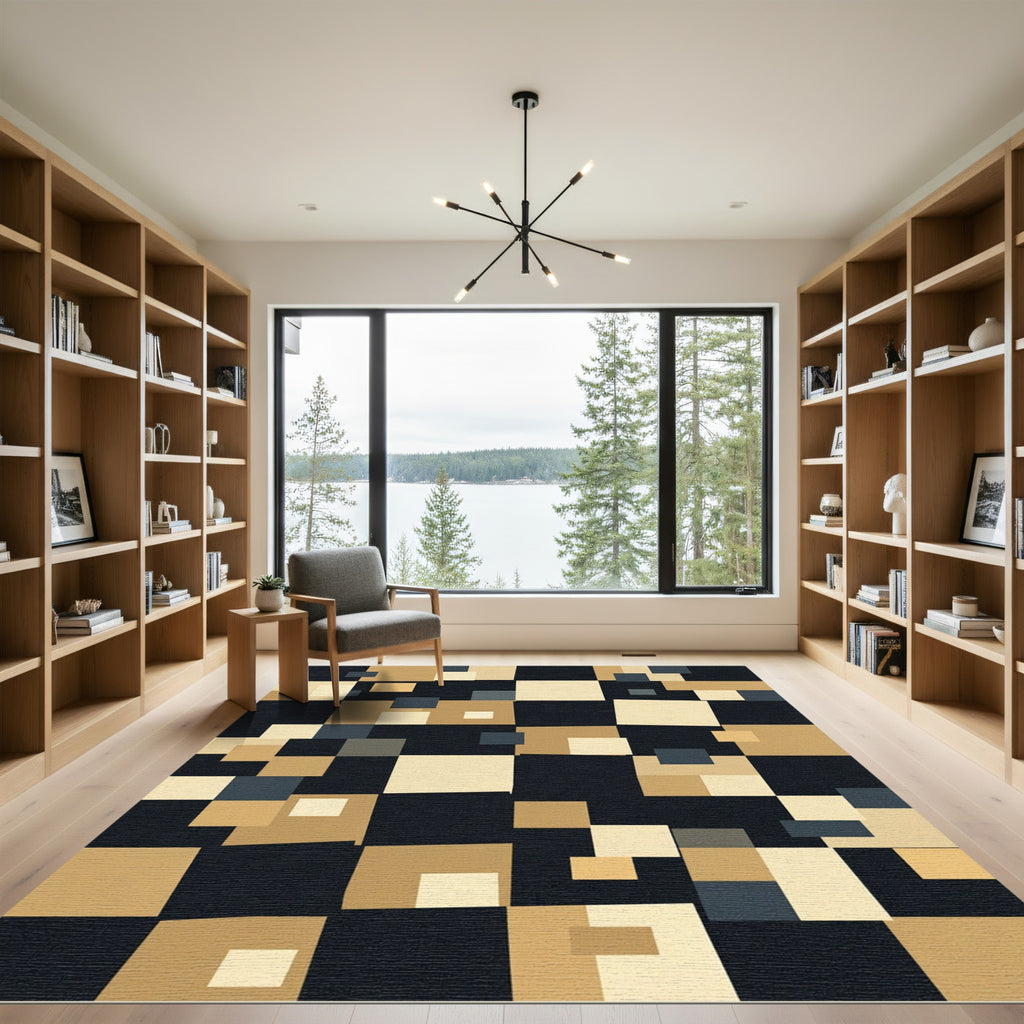 Geometric Squares Color Block Rug