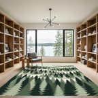 Misty Forest Pine Woodland Landscape Rug