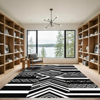 Monochrome Abstract Geometric Diamond Chevron Rug