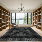 Monochromatic Textured Grid Crossing Rug