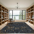 Elegant Dark Gray Ribbon Bow Garland Rug
