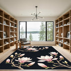 Blush Pink Magnolia Blossom Branches Rug