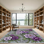 Purple Lavender Rose Lattice Arrangement Rug